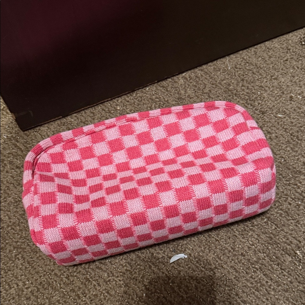 Pink Checkered Eyeglass Case